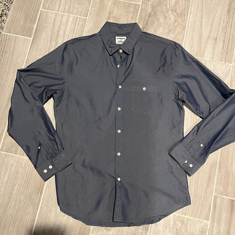 Smokey blue long sleeve Express button up